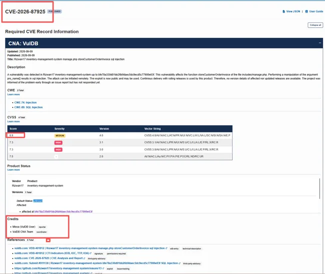 库存管理系统 SQL 注入漏洞证明缩略图